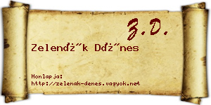 Zelenák Dénes névjegykártya