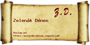 Zelenák Dénes névjegykártya
